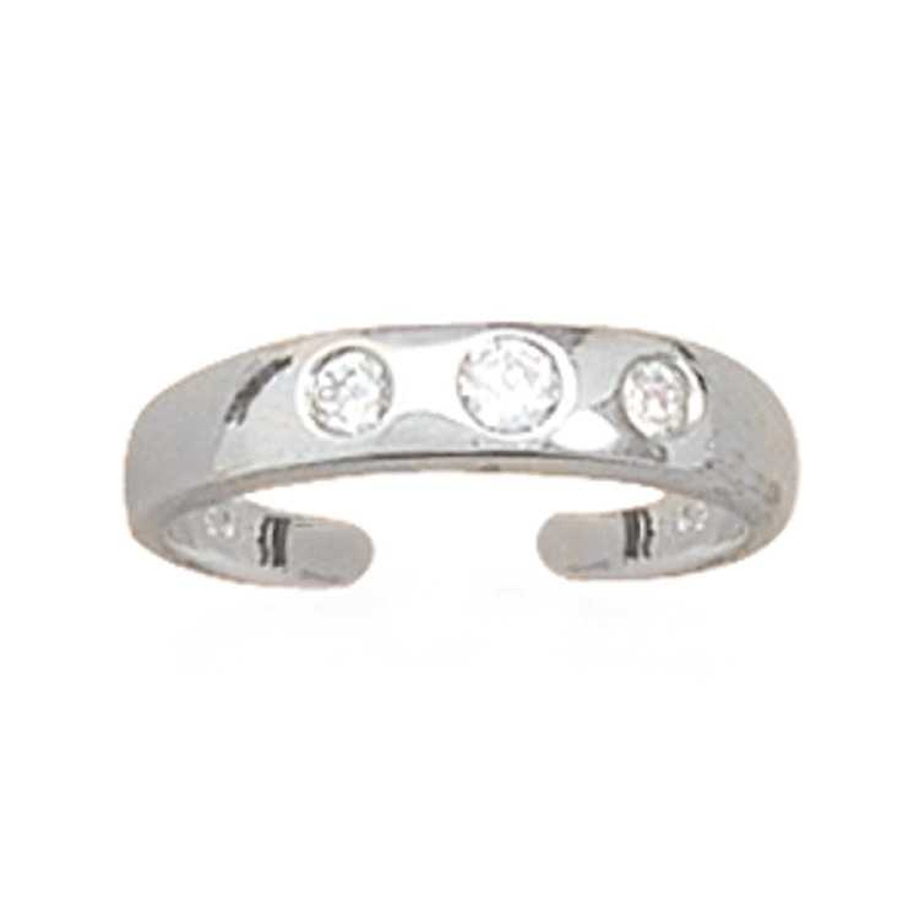 Three Cubic Zirconia Stones Plain Band Adjustable Toe Ring Three Cubic Zirconia Stones Plain Band Adjustable Toe Ring