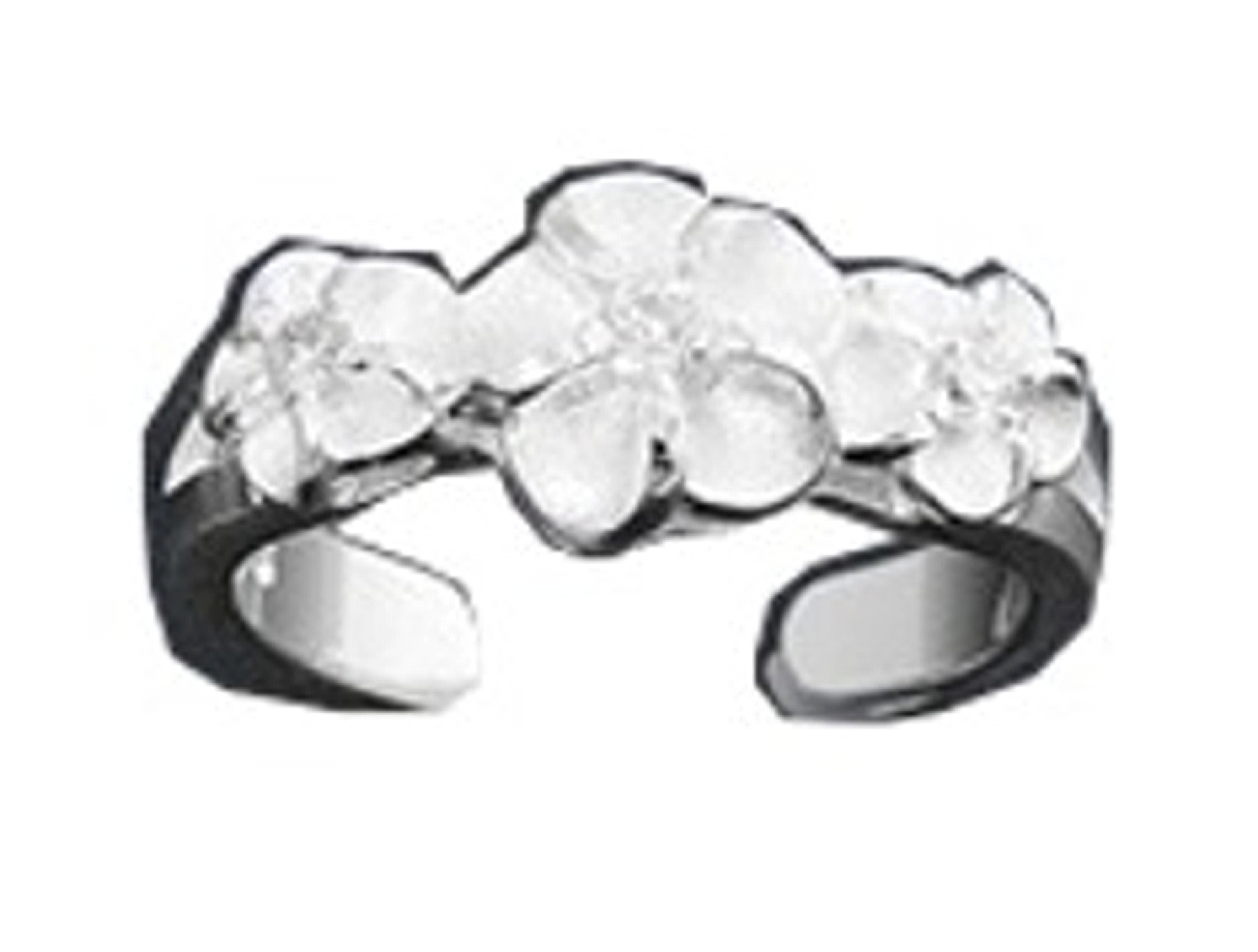 Hawaiian Three Plumeria Flowers Cubic Zirconia Adjustable Toe Ring Hawaiian Three Plumeria Flowers Cubic Zirconia Adjustable Toe Ring