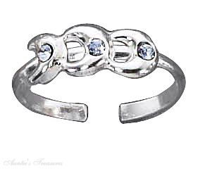 Blue Crystal Crescent Moons Toe Ring