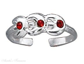 Red Crystal Crescent Moons Toe Ring