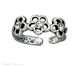 Clear Crystal Daisy Toe Ring - Click Image to Close