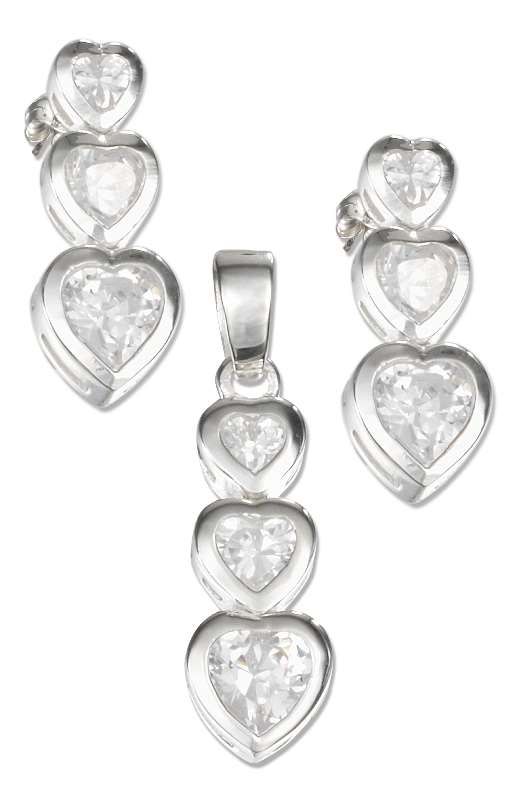 Heart Cubic Zirconia Past Present Future Journey Set Heart Cubic Zirconia Past Present Future Journey Set