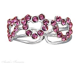 Pink Crystal Hearts Toe Ring - Click Image to Close