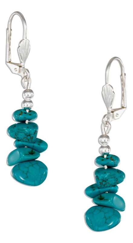 Turquoise Stone Nugget Stack Leverback Earrings