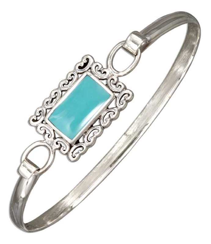 Turquoise Rectangle Scroll Border Bangle Bracelet