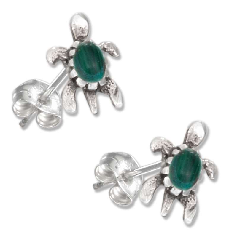 Turtle Malachite Post Earrings Turtle Malachite Post Earrings