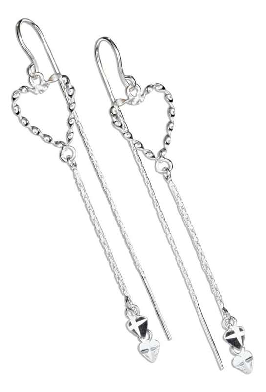 Twist Wire Open Heart Diamond Cut Heart Dangles Earrings Threads Twist Wire Open Heart Diamond Cut Heart Dangles Earrings Threads