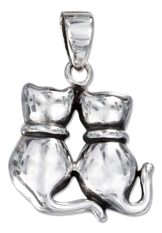 Two Cats Sitting Together Pendant
