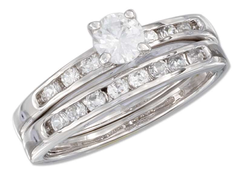 Two Piece Ring Set Cubic Zirconia Bands