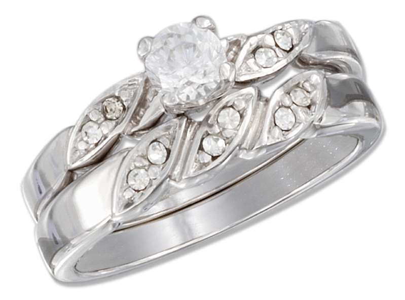 Two Piece Ring Set Cubic Zirconia Twisted Bands