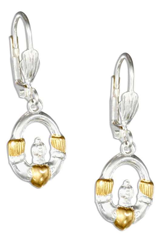 Two Tone 1/2" Claddagh Earrings