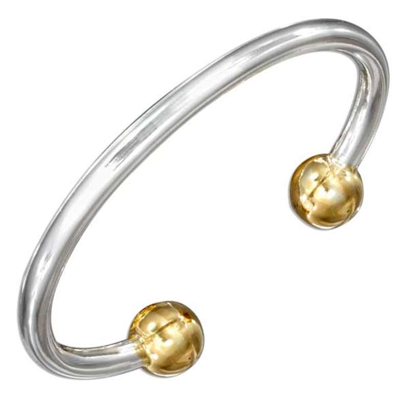 Two Tone Double Ball Cuff Bracelet Two Tone Double Ball Cuff Bracelet