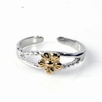 Two Tone Daisy Flower Adjustable Toe Ring