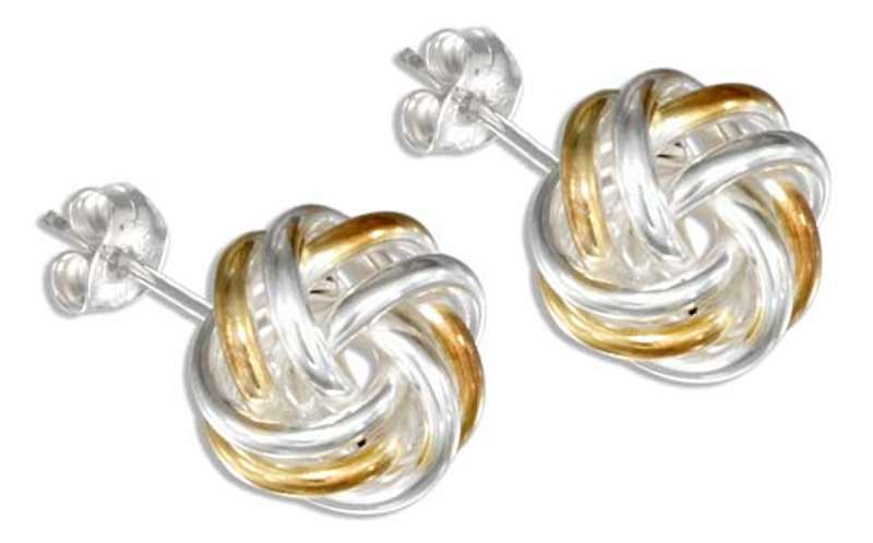 Two Tone Flower Knot Post Earrings Two Tone Flower Knot Post Earrings