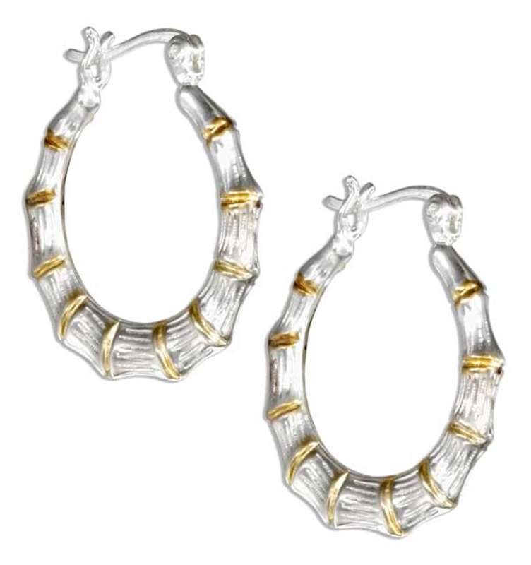 Two Tone Bamboo Hoop Earrings Two Tone Bamboo Hoop Earrings
