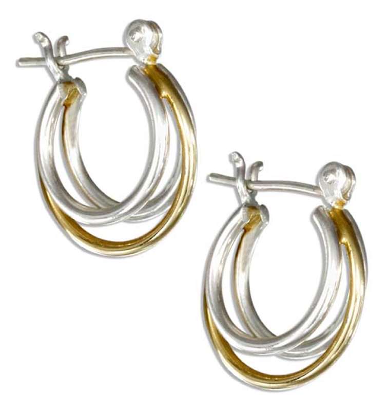 Small Two Tone Triple Hoop Earrings