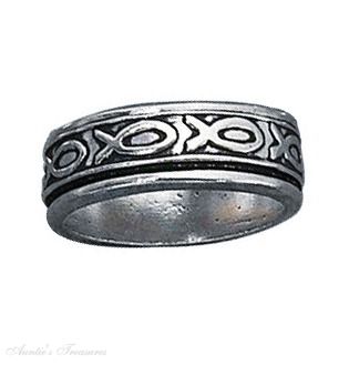 Unisex 6mm Thin Band Ichthus Fish Spinner Ring Unisex 6mm Thin Band Ichthus Fish Spinner Ring