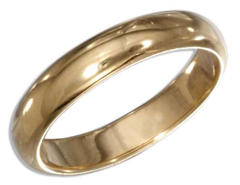Unisex Gold Vermeil Smooth Rounded Wedding Band Ring 4mm Unisex Gold Vermeil Smooth Rounded Wedding Band Ring 4mm