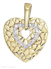 Vermeil 20mm Cobblestone Heart Pendant Heart Cutout 12mm Cubic Z