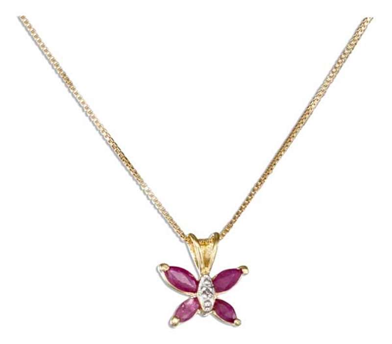 Ruby Butterfly Pendant Gold Vermeil Necklace Ruby Butterfly Pendant Gold Vermeil Necklace