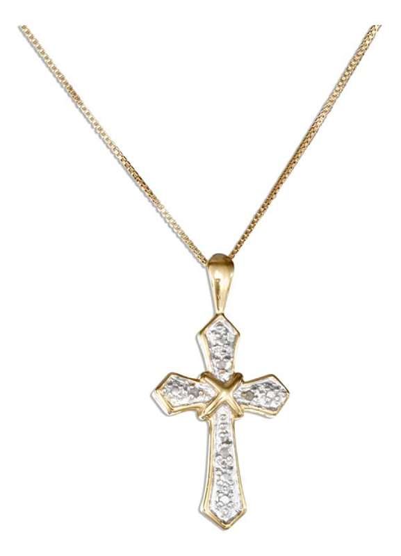 Gold Vermeil Necklace Rose Cut Illusion Christian Religious Cros Gold Vermeil Necklace Rose Cut Illusion Christian Religious Cros