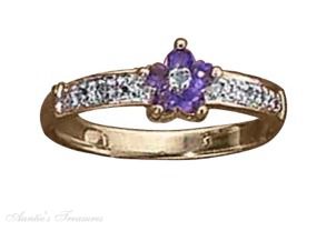 Gold Vermeil Amethyst Flower Ring - Click Image to Close
