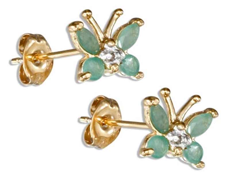 Gold Vermeil Emerald Butterfly Post Earrings