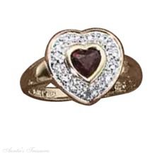 Gold Vermeil Garnet Heart Ring - Click Image to Close
