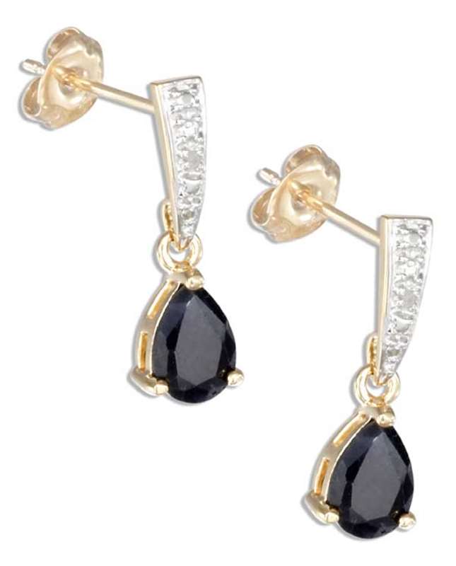 Gold Vermeil Sapphire Teardrop Post Drop Earrings