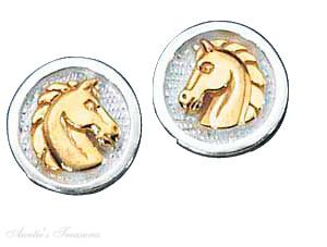 Vermeil Horsehead Medallion Post Earrings