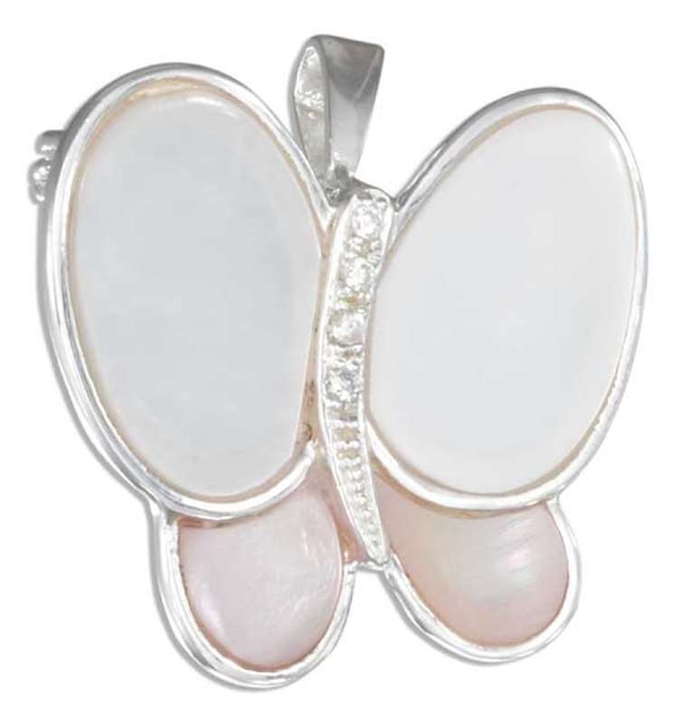 Mother Of Pearl Cubic Zirconia Butterfly Brooch Pin Or Pendant Mother Of Pearl Cubic Zirconia Butterfly Brooch Pin Or Pendant