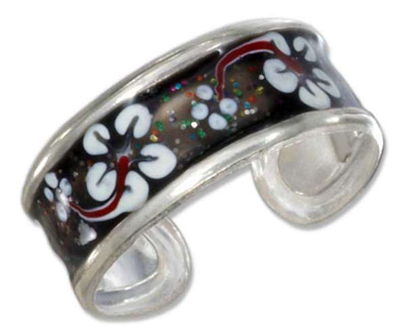Hawaiian Tropical White Plumeria Flowers Enameled Toe Ring Hawaiian Tropical White Plumeria Flowers Enameled Toe Ring