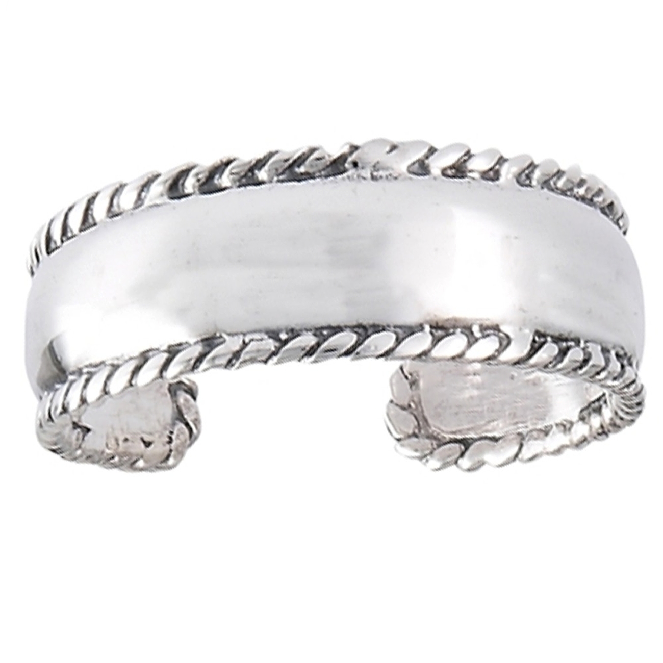 Wide Band Roped Edges Plain Adjustable Toe Ring Wide Band Roped Edges Plain Adjustable Toe Ring