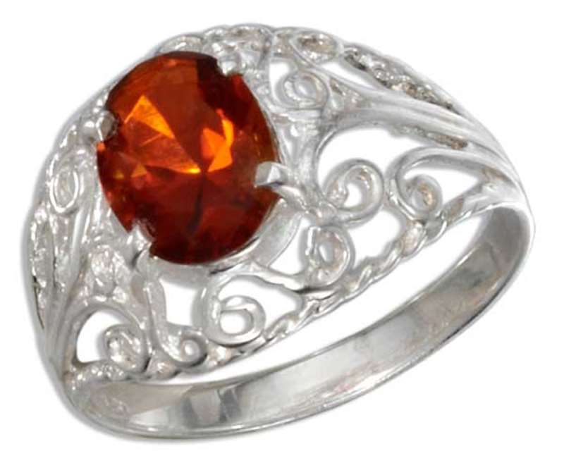 Filigree Solitaire Oval Garnet Ring Filigree Solitaire Oval Garnet Ring
