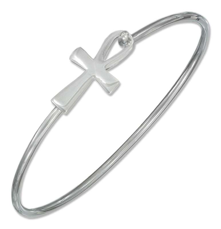 Wire Bangle Bracelet Ankh Latch Hook Closure Wire Bangle Bracelet Ankh Latch Hook Closure