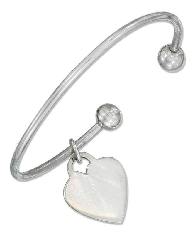 Wire Cuff Charm Bracelet Heart Charm