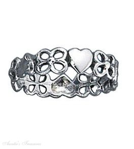 Continuous Heart Open Flower Ring Continuous Heart Open Flower Ring
