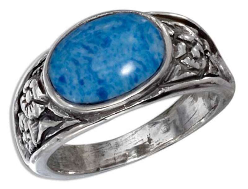 Denim Lapis Tapered Floral Ring Denim Lapis Tapered Floral Ring