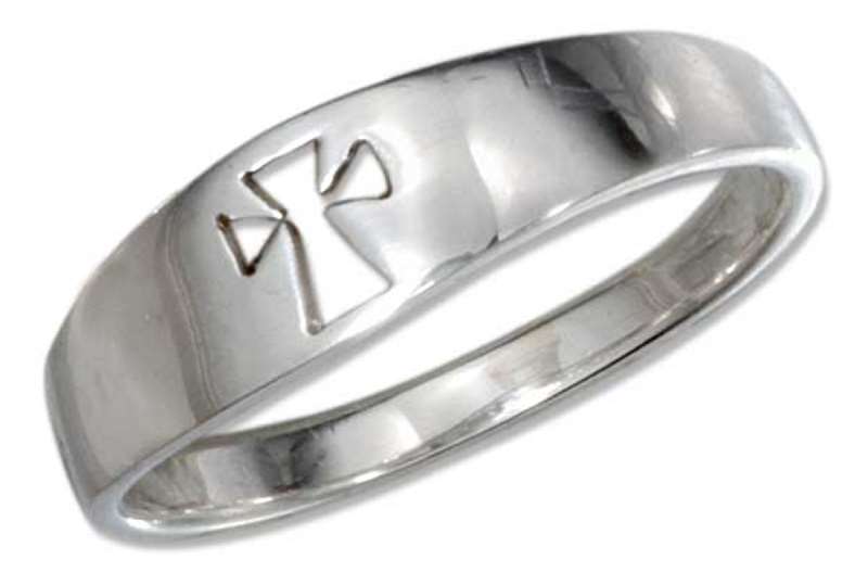Tapered Cut Out Christian Religious Cross Ring - Click Image to Close