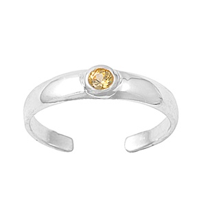 Dainty Yellow Citrine Cubic Zirconia Circle Adjustable Toe Ring