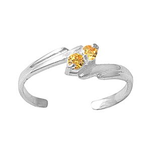 Yellow Citrine Cubic Zirconia Shooting Stars Adjustable Toe Ring Yellow Citrine Cubic Zirconia Shooting Stars Adjustable Toe Ring