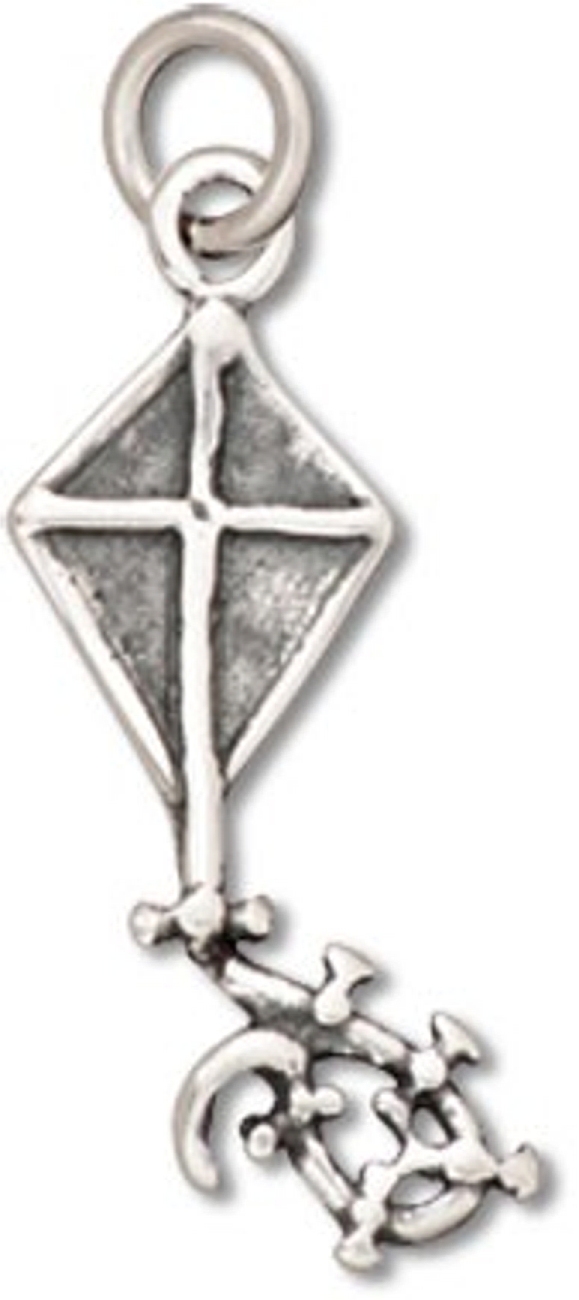 3D Small Plain Diamond Shaped Kite With Ribboned Tail Charm