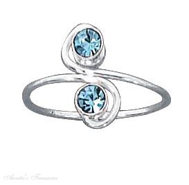 Light Blue Crystal Bypass Wrap Toe Ring