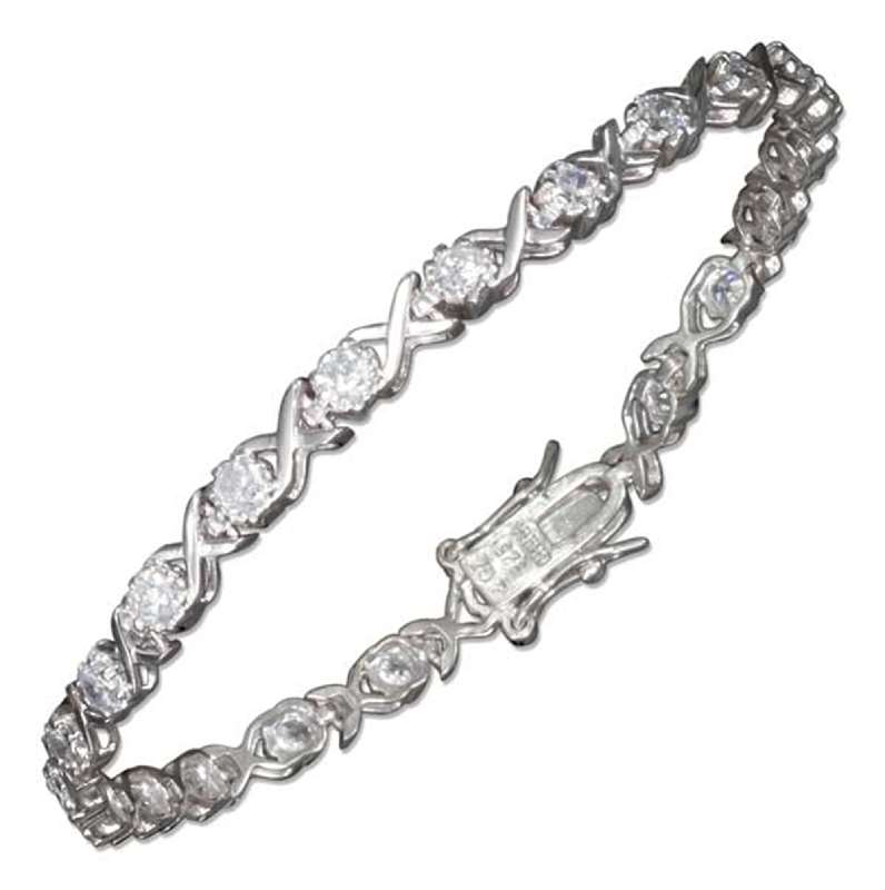 Hugs Kisses Cubic Zirconia Tennis Bracelet