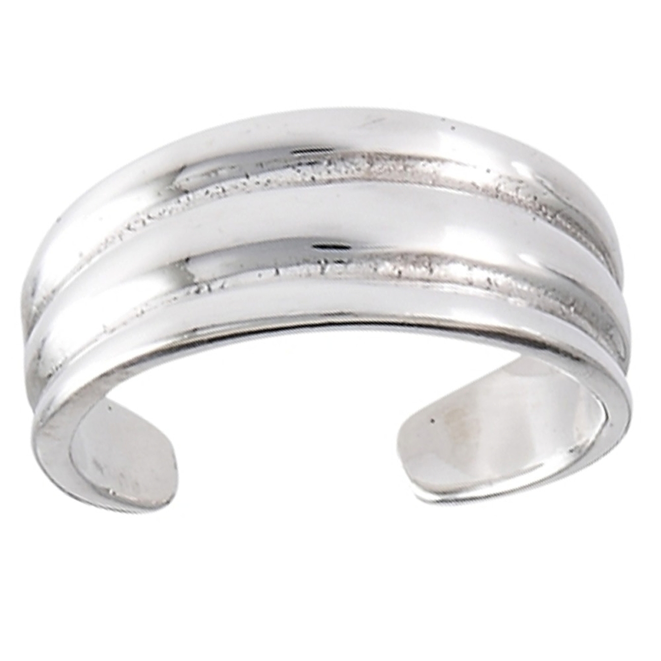 Wide Band Three Ridge Plain Adjustable Toe Ring Wide Band Three Ridge Plain Adjustable Toe Ring