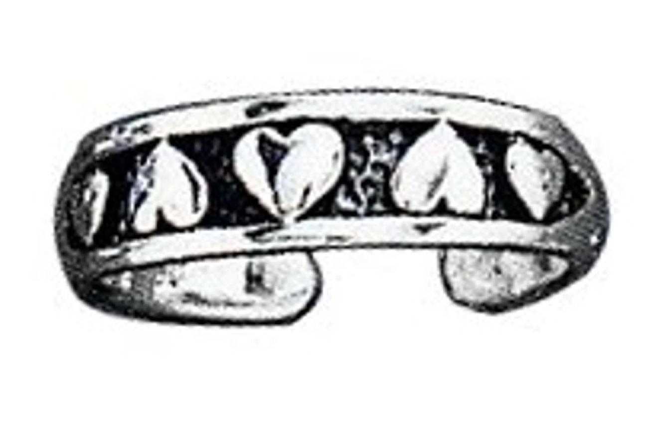Wide Band Alternating Hearts Adjustable Toe Ring Wide Band Alternating Hearts Adjustable Toe Ring