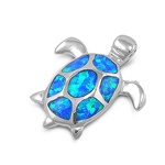 Small Turtle Pendant With Blue Iridescent Opal Design Shell Small Turtle Pendant With Blue Iridescent Opal Design Shell