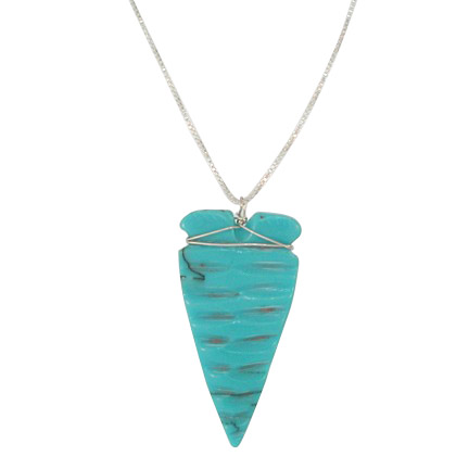 Turquoise Arrowhead Pendant 18" Box Chain Necklace Turquoise Arrowhead Pendant 18" Box Chain Necklace