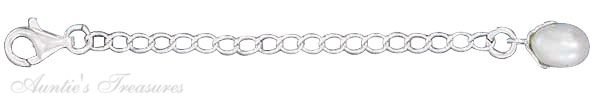 3.5" Curb Chain Ankle Bracelet Extender White Freshwater Pearl 3.5" Curb Chain Ankle Bracelet Extender White Freshwater Pearl