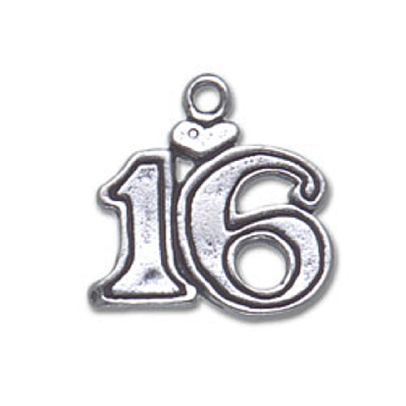 Number SIXTEEN With A Heart Charm Number SIXTEEN With A Heart Charm
